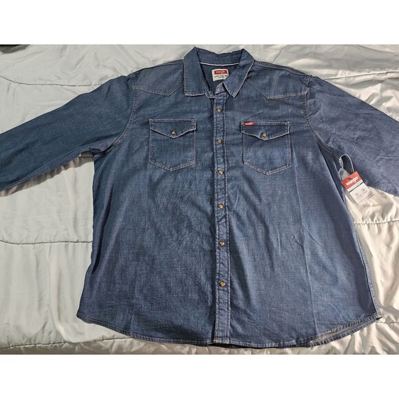 Wrangler Men's Big Premium Fit Long Sleeve Woven Shirt 2XL 2XG 2TG - Picture 2 of 16